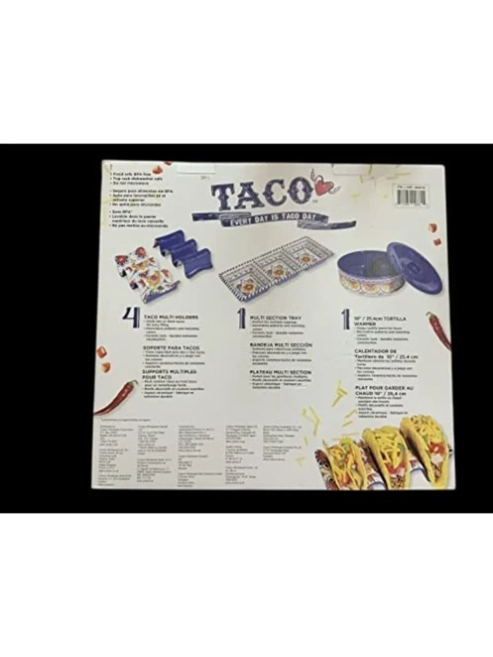 Prepara Taco Party Set 6‑Pc Melamine Taco Holders Tray Tortilla Warmer New